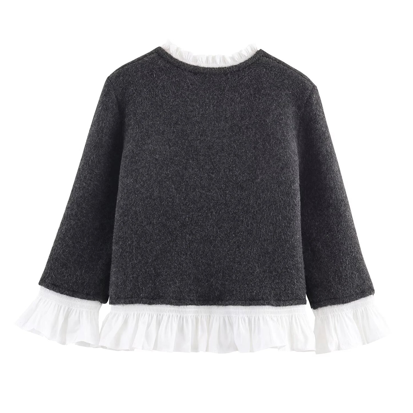 Cardigan til kvinder | Strikket design | Poplin-detaljer og rund hals