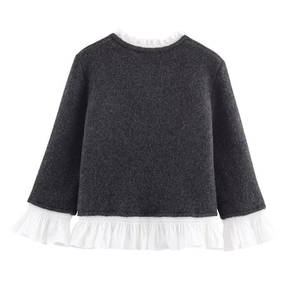 Cardigan til kvinder | Strikket design | Poplin-detaljer og rund hals