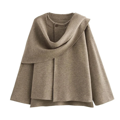 Asymmetrisk damejakke med sjalkrave | Blød pluchekvalitet | Elegant lagdelt design