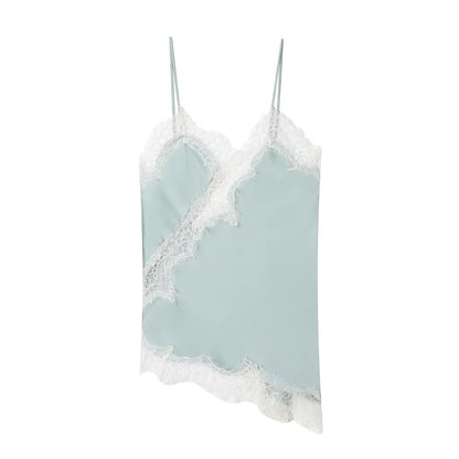 Satin top med blondekant | Elegant sommer camisole med stropper