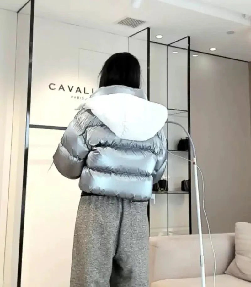 Kvinders kort pufferjakke | Aftagelig hætte | Trendy & varm vinterjakke