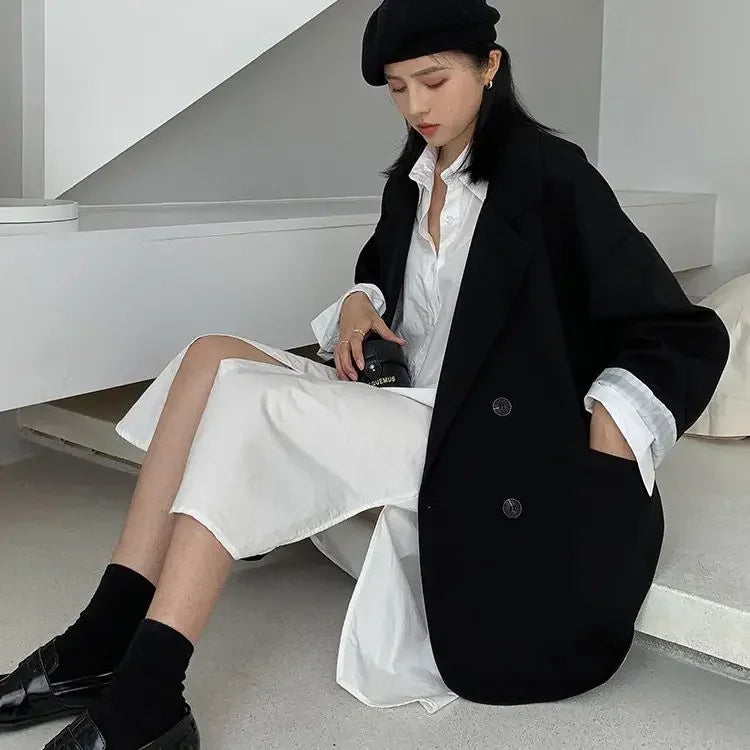 Chic Løs Blazer til Kvinder | Dobbeltknot Jakke