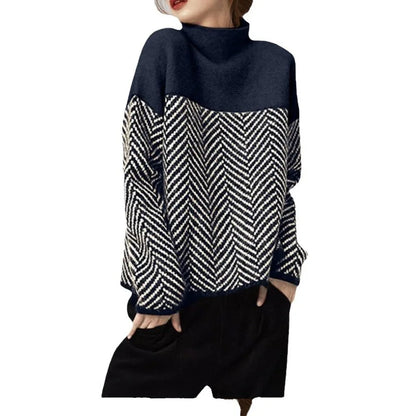 Varm Rullekrave Striktrøje til Kvinder | Tyk Strik med Løst Snit