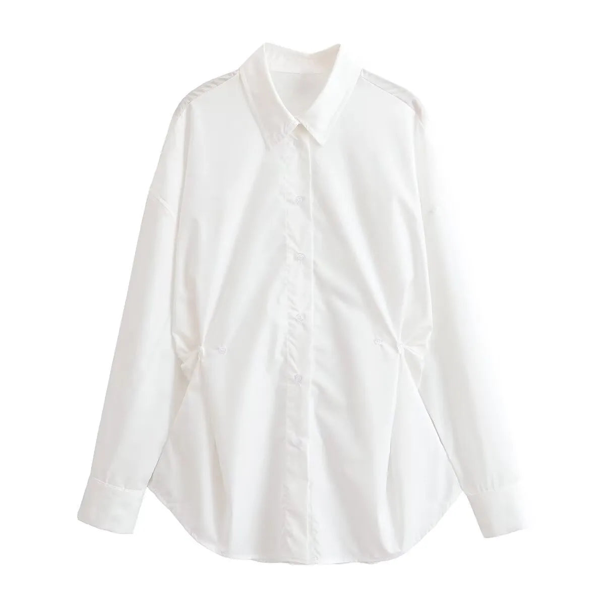 Elegant langærmet skjorte med justerbar talje og afslappet silhuet