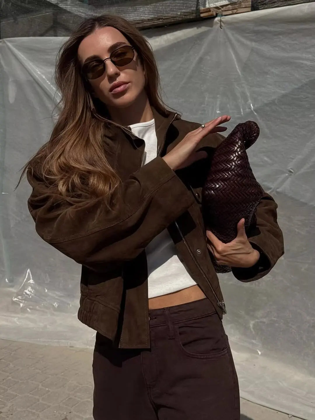 Faux Suede Jakke til Kvinder | Casual Chic Standkrave Jakke