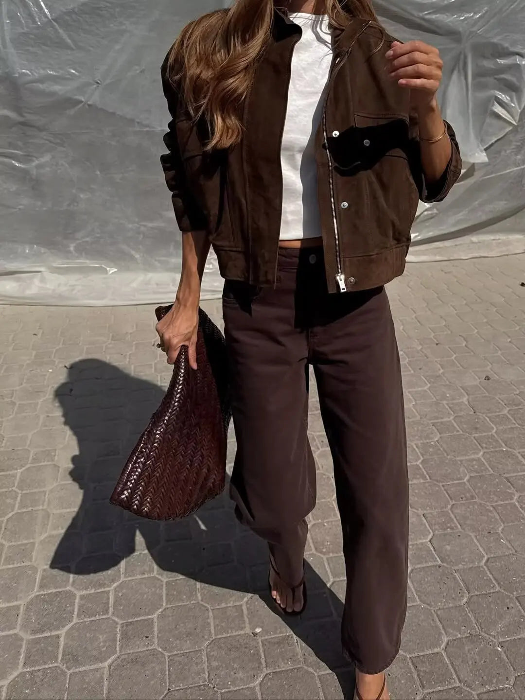 Faux Suede Jakke til Kvinder | Casual Chic Standkrave Jakke