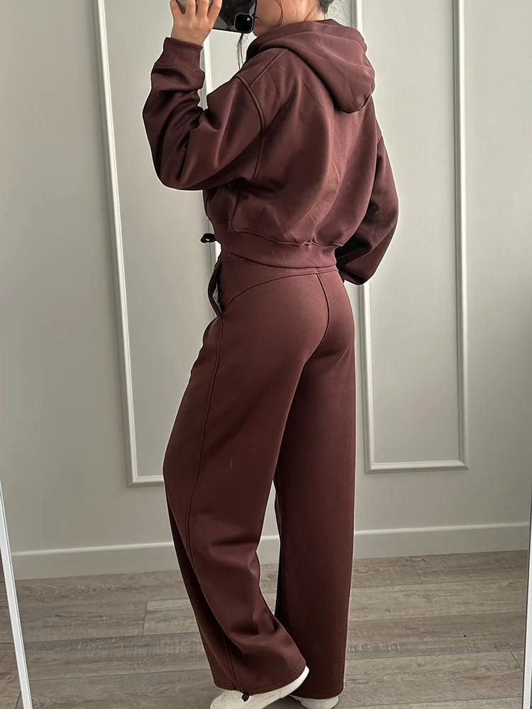 Casual fleece tracksuit til kvinder | Komfortabelt løstsiddende sæt