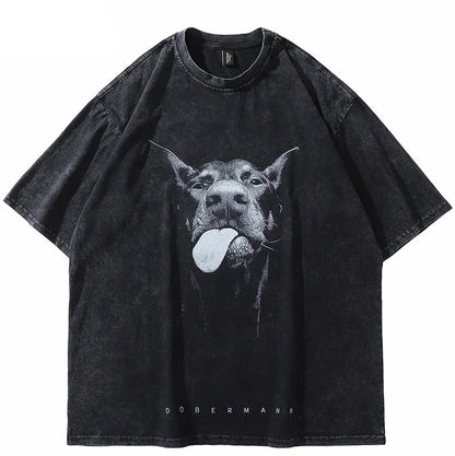 Overdimensioneret doberman t-shirt i streetwear-stil | Afslappet og dristigt look