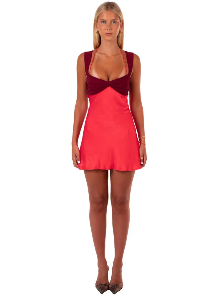 Patchwork Mini Kjole | Strapless & Backless | A-Linje Club Kjole