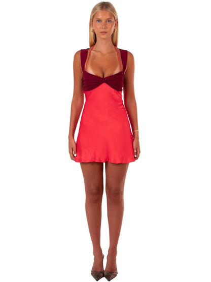 Patchwork Mini Kjole | Strapless & Backless | A-Linje Club Kjole