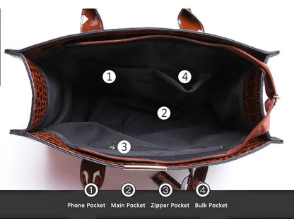 Elegant håndtaske med præget struktur | Rummelig tote til kvinder | Klassisk forretningstaske