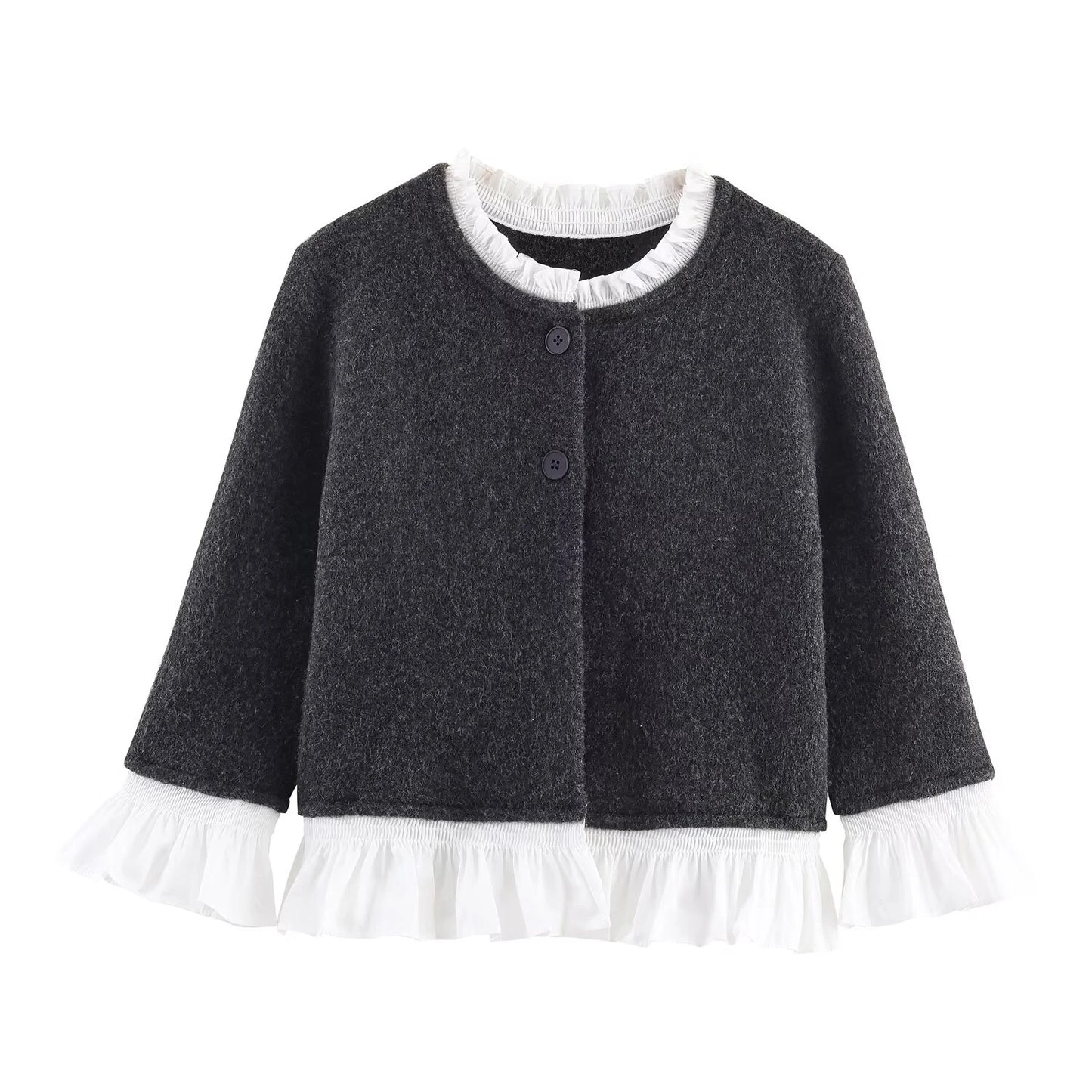 Cardigan til kvinder | Strikket design | Poplin-detaljer og rund hals