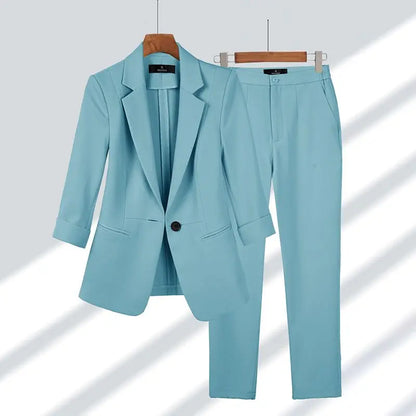 Dame Blazersæt | Skræddersyet Pasform | To-Delt Sæt med Blazer & Bukser