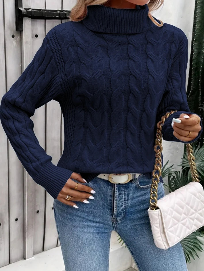 Elegant Kabelstrik-rullekrave Til Kvinder