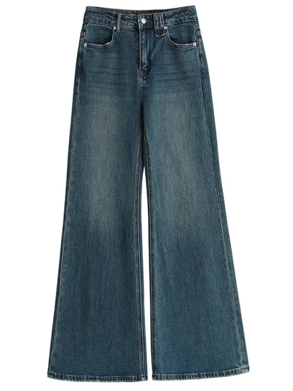 Højtaljede jeans med let svaj og klassisk denimlook