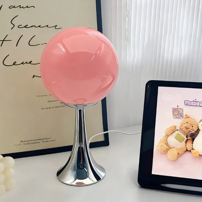 Minimalistisk Bordlampe med Rund Glaskugle | Elegant Fod til Stuen eller Natbord