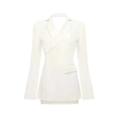 Elegant Hvid Blazer til Kvinder | Åben Ryg | Langærmet | Klassisk Business Jakke