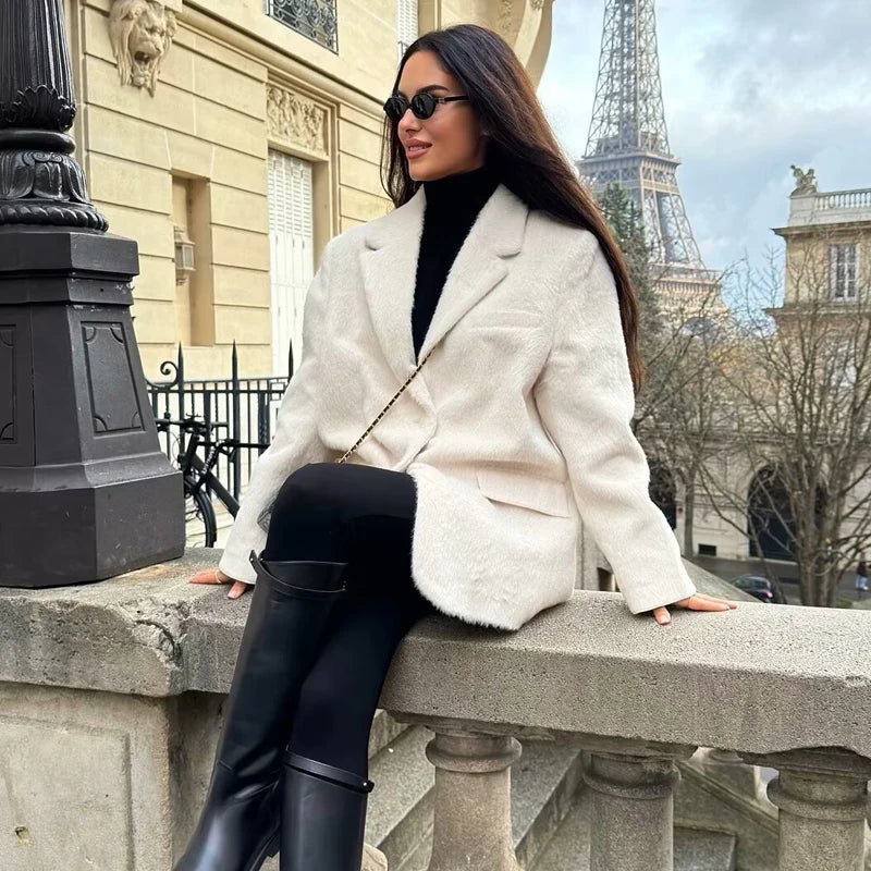 Behåret blazer til kvinder | Blød tekstur | Moderne pasform & klassiske detaljer