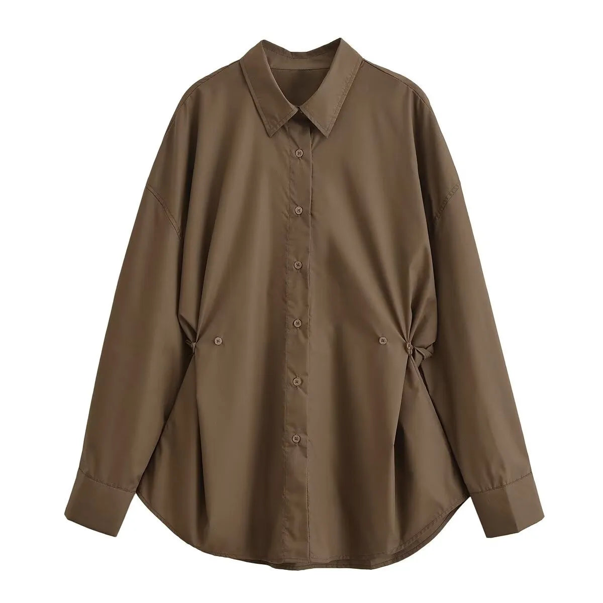 Elegant langærmet skjorte med justerbar talje og afslappet silhuet