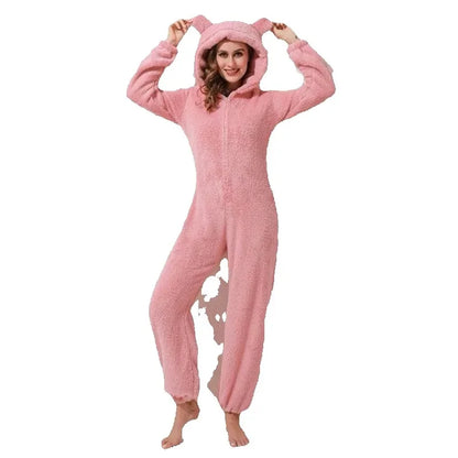 Blød Fleece-heldragt Med Hætte Til Kvinder