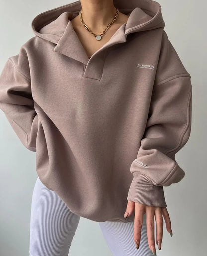Blød Dame Hoodie med Hætte og Krave | Afslappet & Varm Trøje til Hverdag