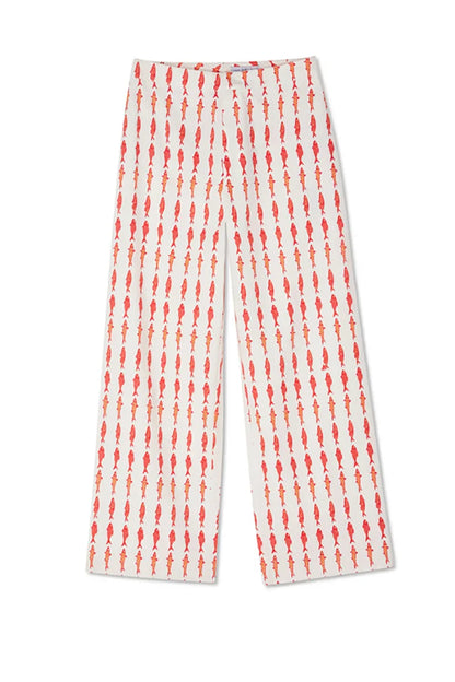 Mønstret todelt sæt til kvinder med ærmeløs top og lige bukser