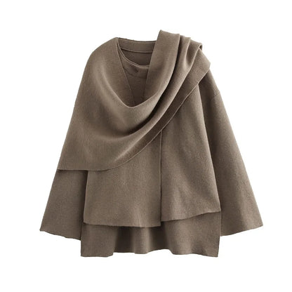 Asymmetrisk damejakke med sjalkrave | Blød pluchekvalitet | Elegant lagdelt design