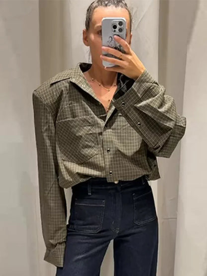 Kvinders ternet skjorte | Klassisk krave | Løs pasform