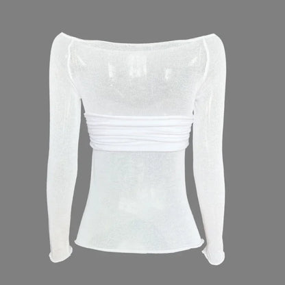 Kvinders off-shoulder mesh top | Figursyet | Elegant & moderne design