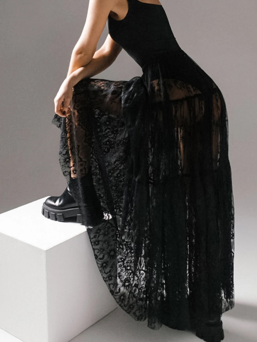 Lang blonde nederdel til kvinder med let og elegant fald