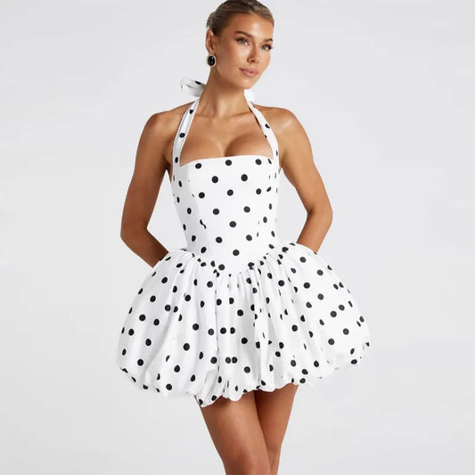 Halter Plisseret Mini Kjole | Backless Bandage Partykjole