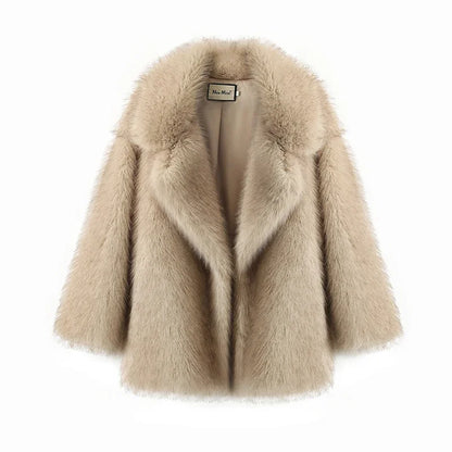 Kvinders Oversized Pelsjakke i Imitationspels | Tykt Design | Elegant og Varm til Vinter