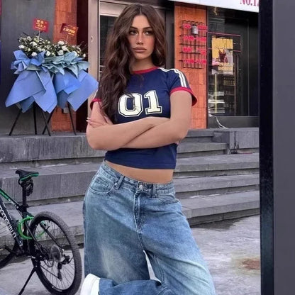 Kortærmet T-shirt til kvinder | Sporty farveblok design