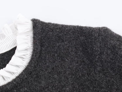 Cardigan til kvinder | Strikket design | Poplin-detaljer og rund hals