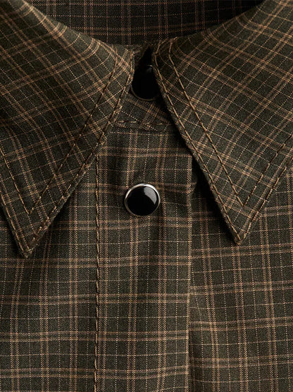 Kvinders ternet skjorte | Klassisk krave | Løs pasform