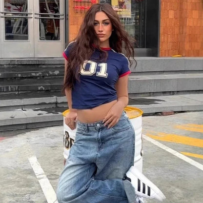 Kortærmet T-shirt til kvinder | Sporty farveblok design