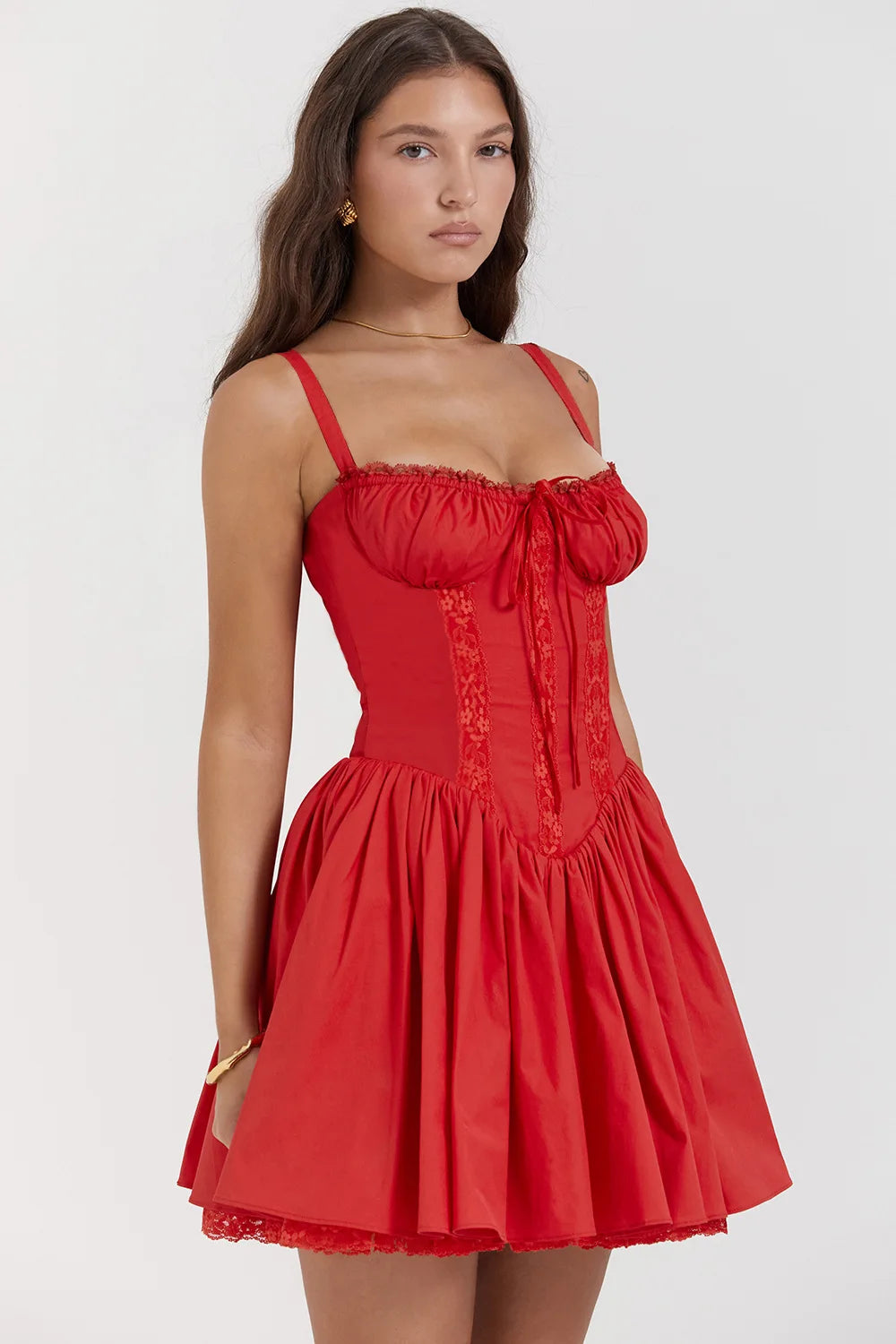 Corset Sommer Mini Kjole | Feminint A-Line Snit | Justerbare Stropper
