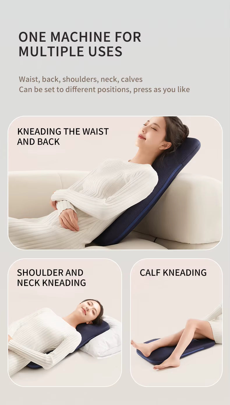 Elektrisk Massagepude til Ryg og Nakke | Æltende Massage med Varme | Ergonomisk Helkropsstøtte