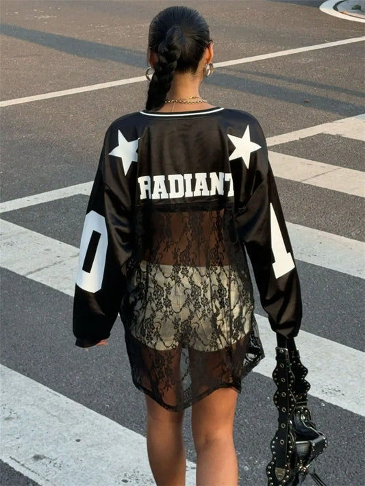 Gennemsigtig Blonde T-shirt med V-udskæring