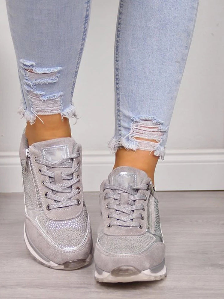 Smarte Metallic Sneakers til Kvinder | Komfortable Modesko med Lynlås