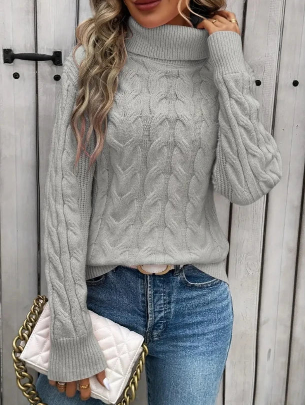 Elegant Kabelstrik-rullekrave Til Kvinder