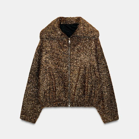 Skinnende festjakke til kvinder | Løs pasform | Elegant design med lange ærmer