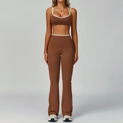 Yoga sæt med sports-bh og højtaljede leggings