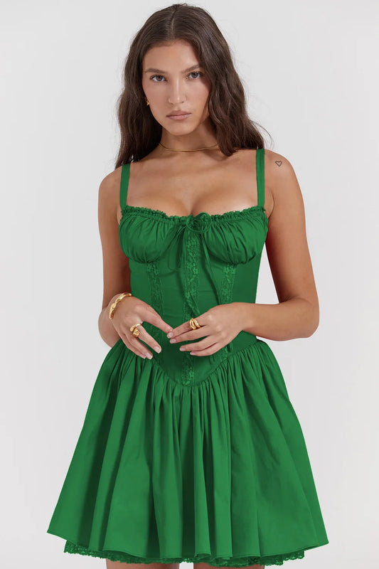 Corset Sommer Mini Kjole | Feminint A-Line Snit | Justerbare Stropper
