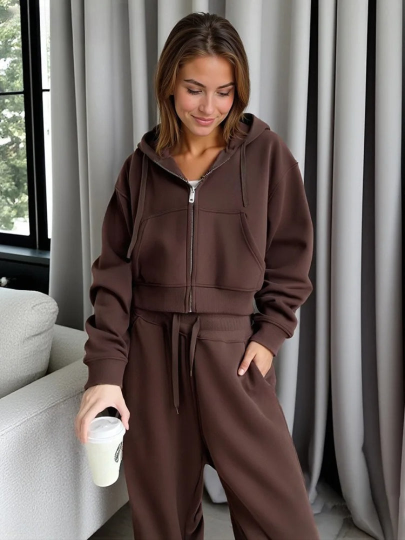 Casual fleece tracksuit til kvinder | Komfortabelt løstsiddende sæt