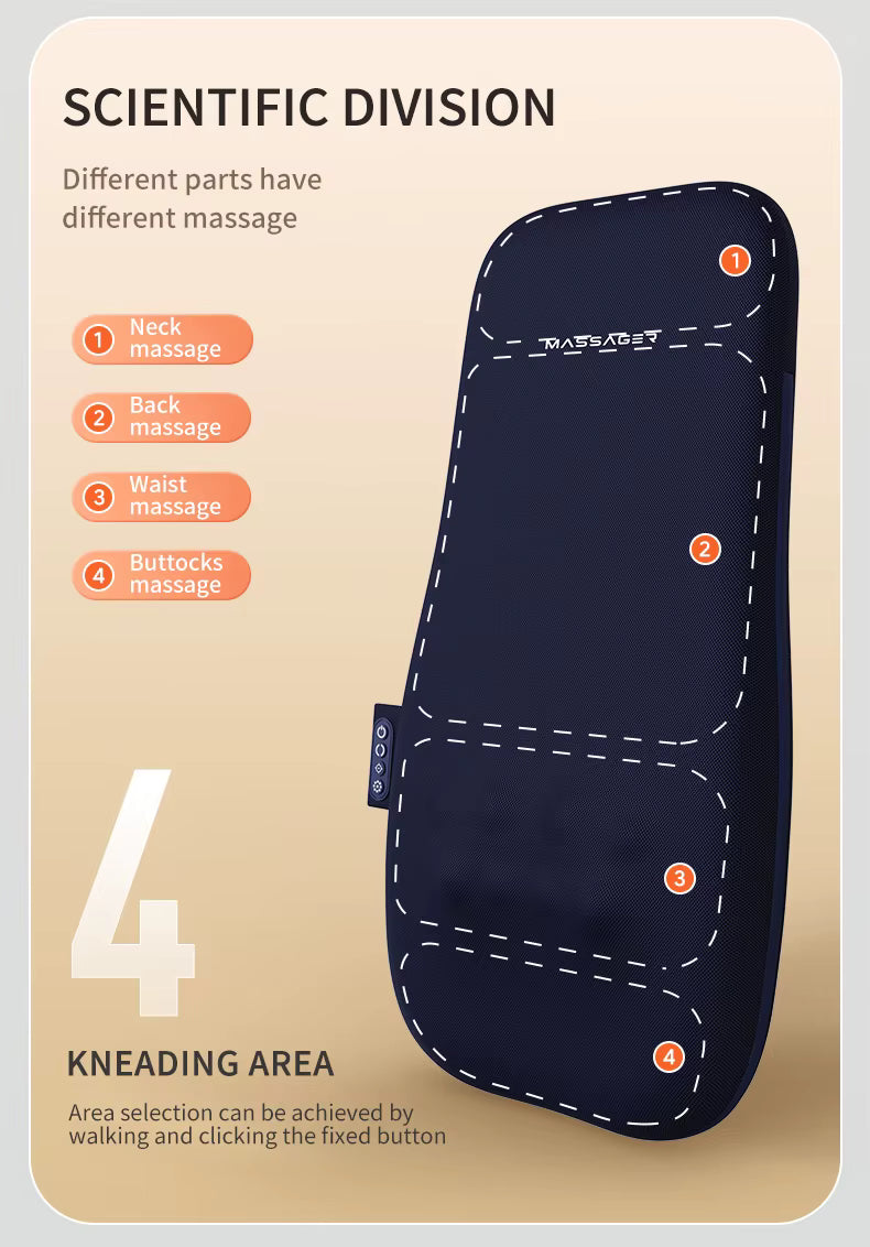 Elektrisk Massagepude til Ryg og Nakke | Æltende Massage med Varme | Ergonomisk Helkropsstøtte