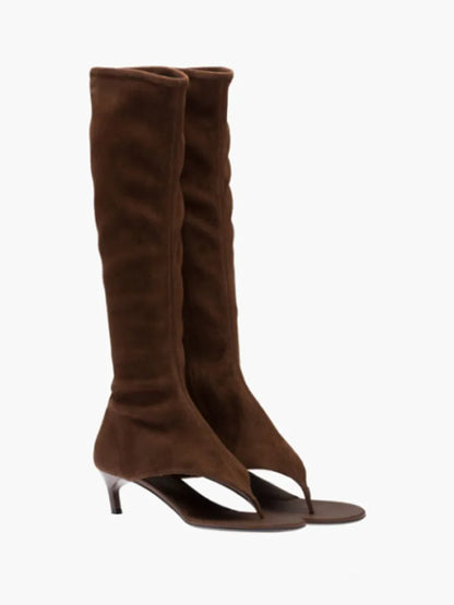 Knælange Dameboots Med Split-tå Og Slank Hæl