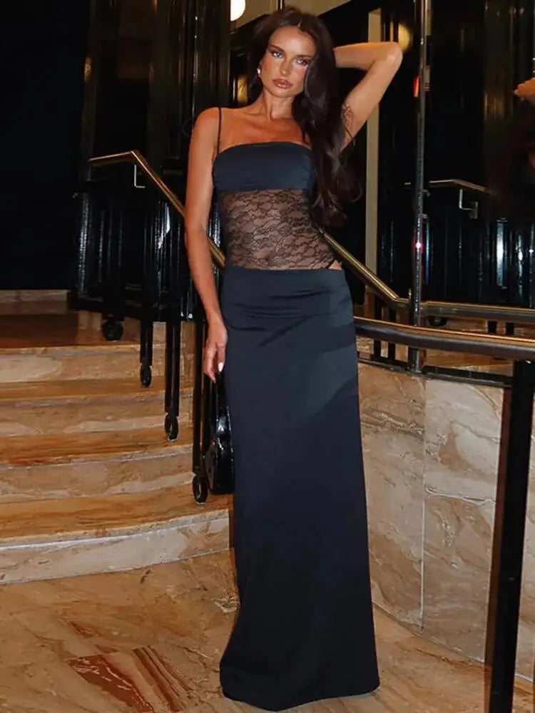 Elegant lang meshkjole til kvinder | Figursyet og sofistikeret design