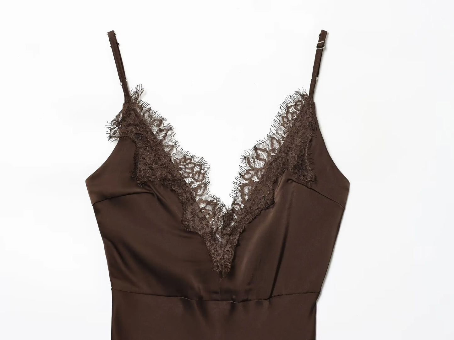Slim Cami Kjole til Kvinder | V-hals Mini Kjole med Blondekant