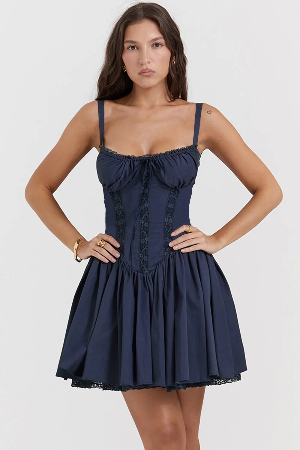 Corset Sommer Mini Kjole | Feminint A-Line Snit | Justerbare Stropper